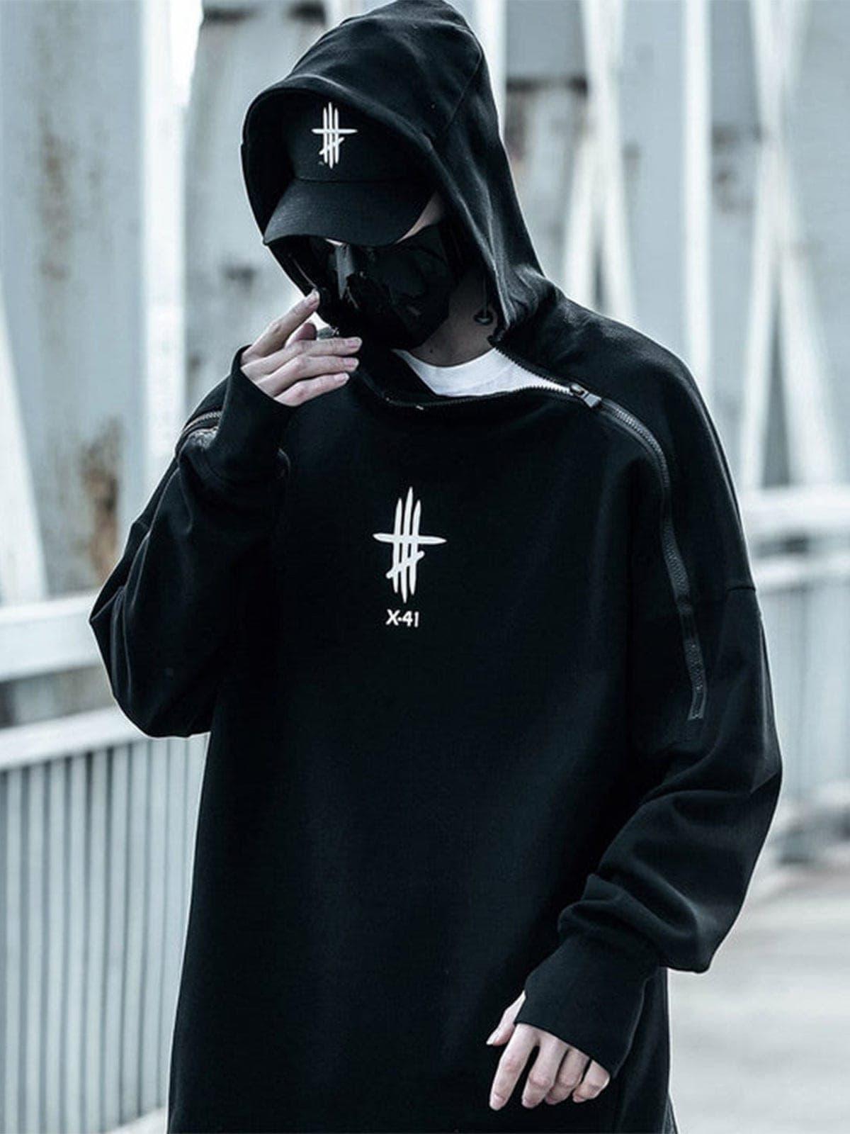 Functional Double Zipper Turtleneck Hoodies