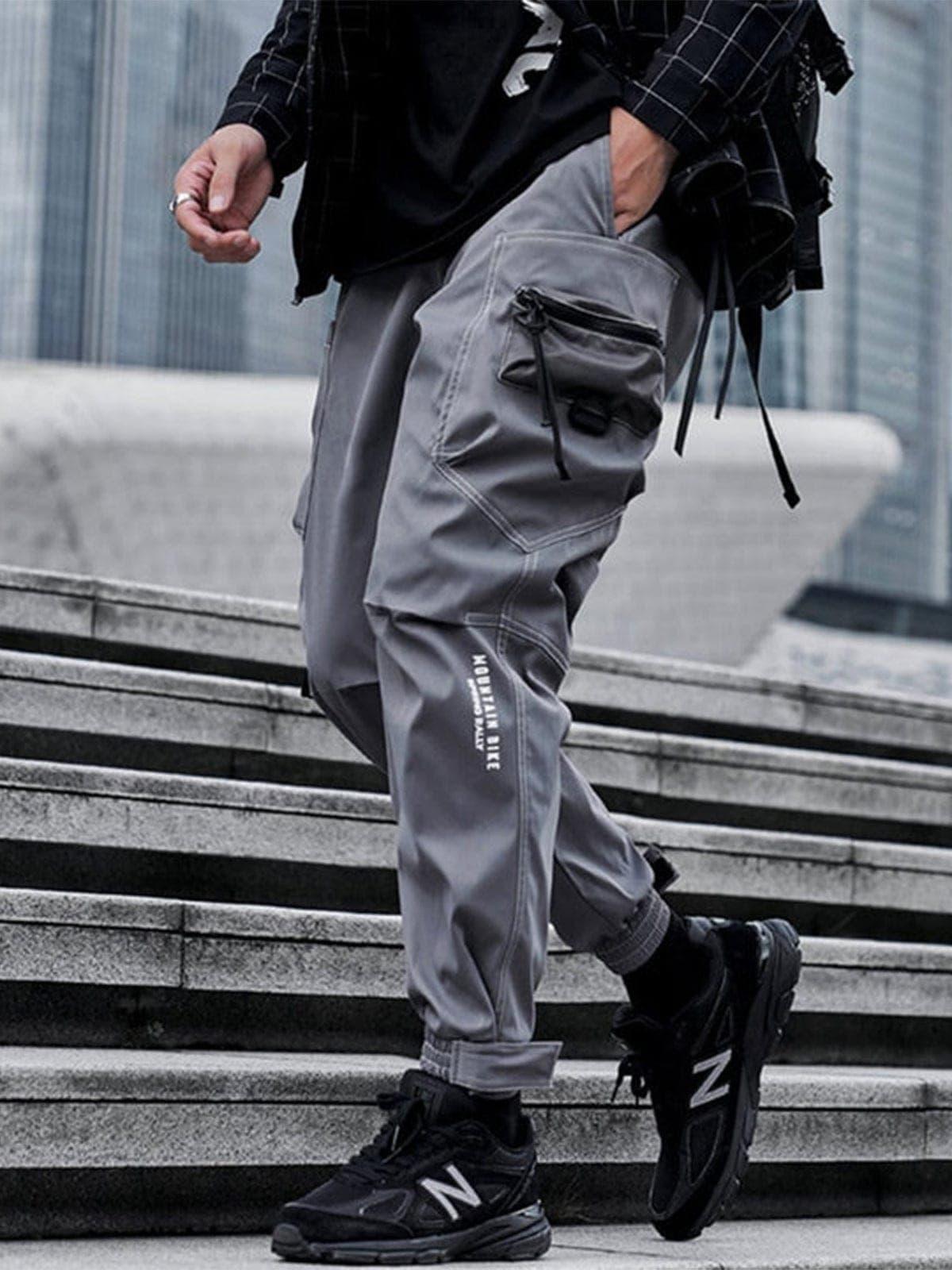 Techwear Bright Line Velcro Thick Fleece Cargo Pants