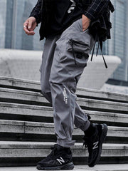 Techwear Bright Line Velcro Thick Fleece Cargo Pants