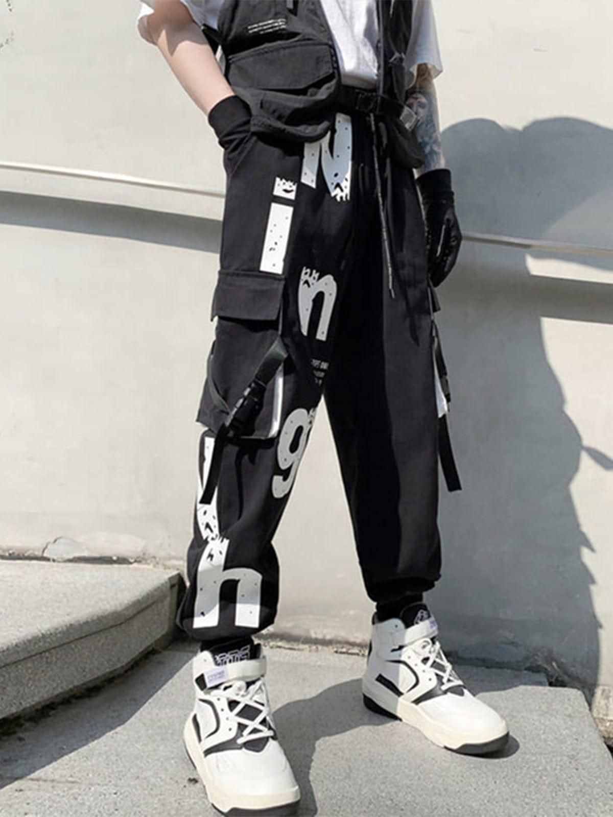 Letters Print Cargo Pants