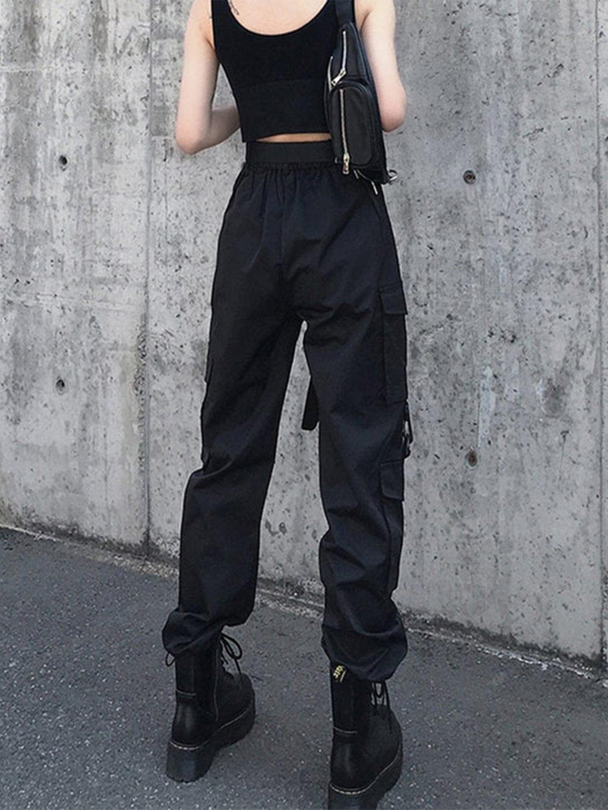 Black Personalized Belt Cargo Pants