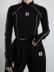 Cyberpunk Reflective Embroidery Long Sleeve T Shirt