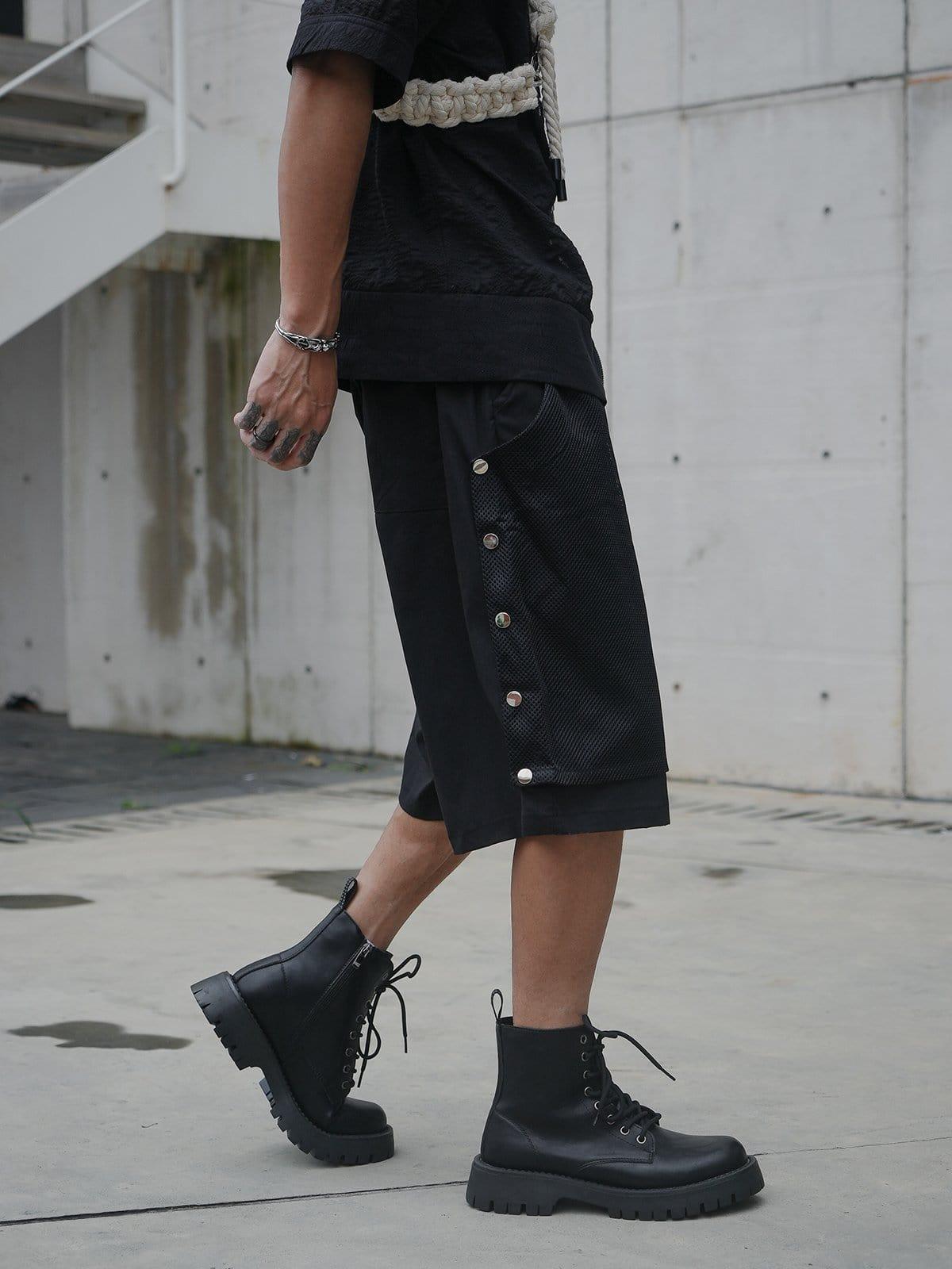 Mesh Rivet Fake Two Shorts