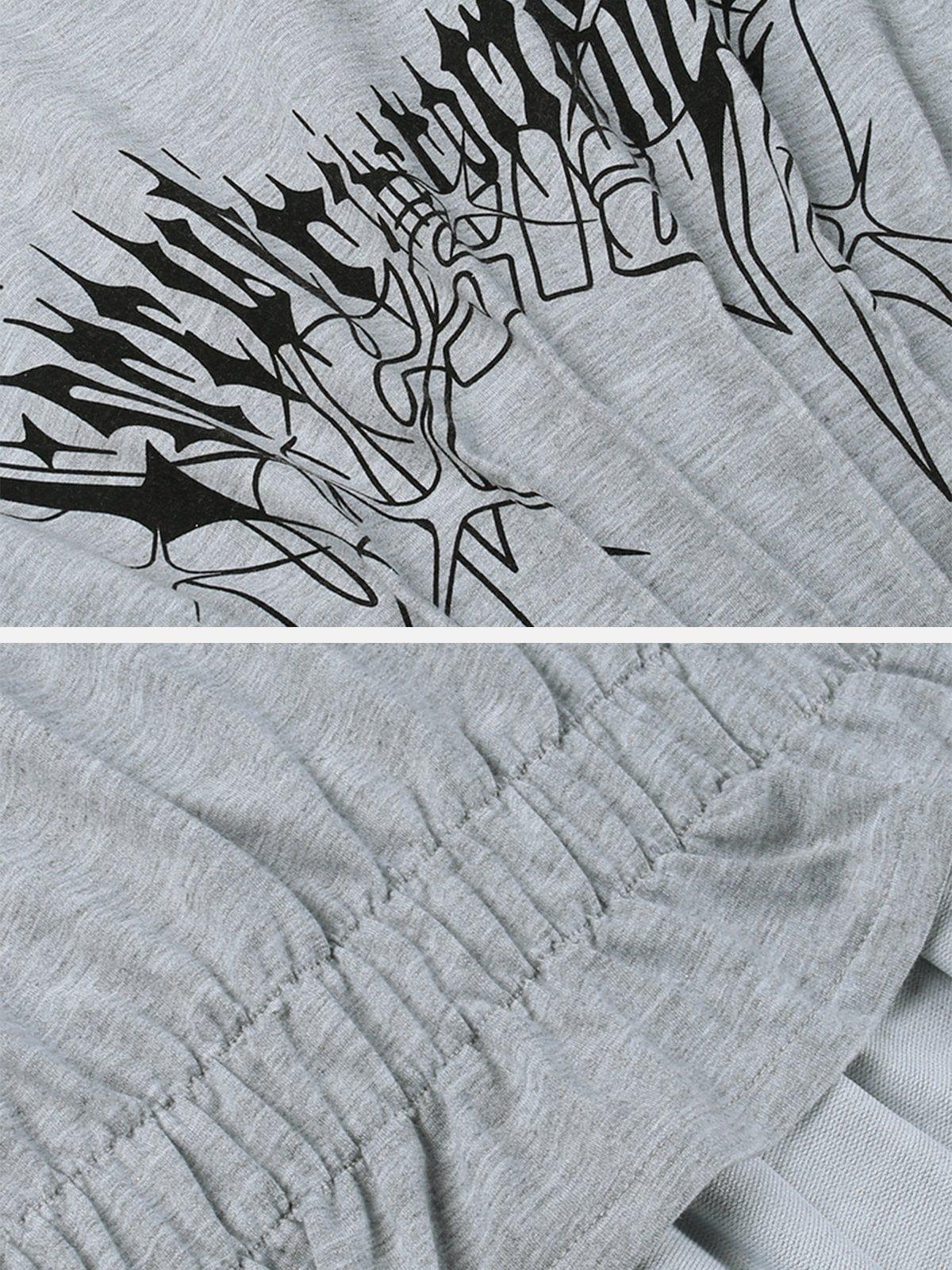 Gothic Letters Graffiti Cropped Hoodie