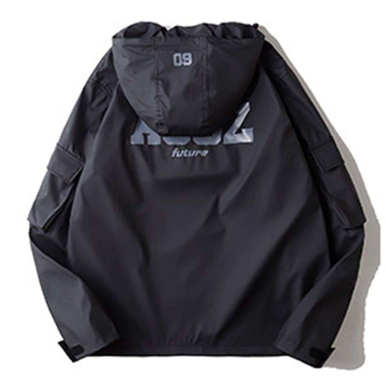 Half Zip Ninja Functional PU Hooded Jacket