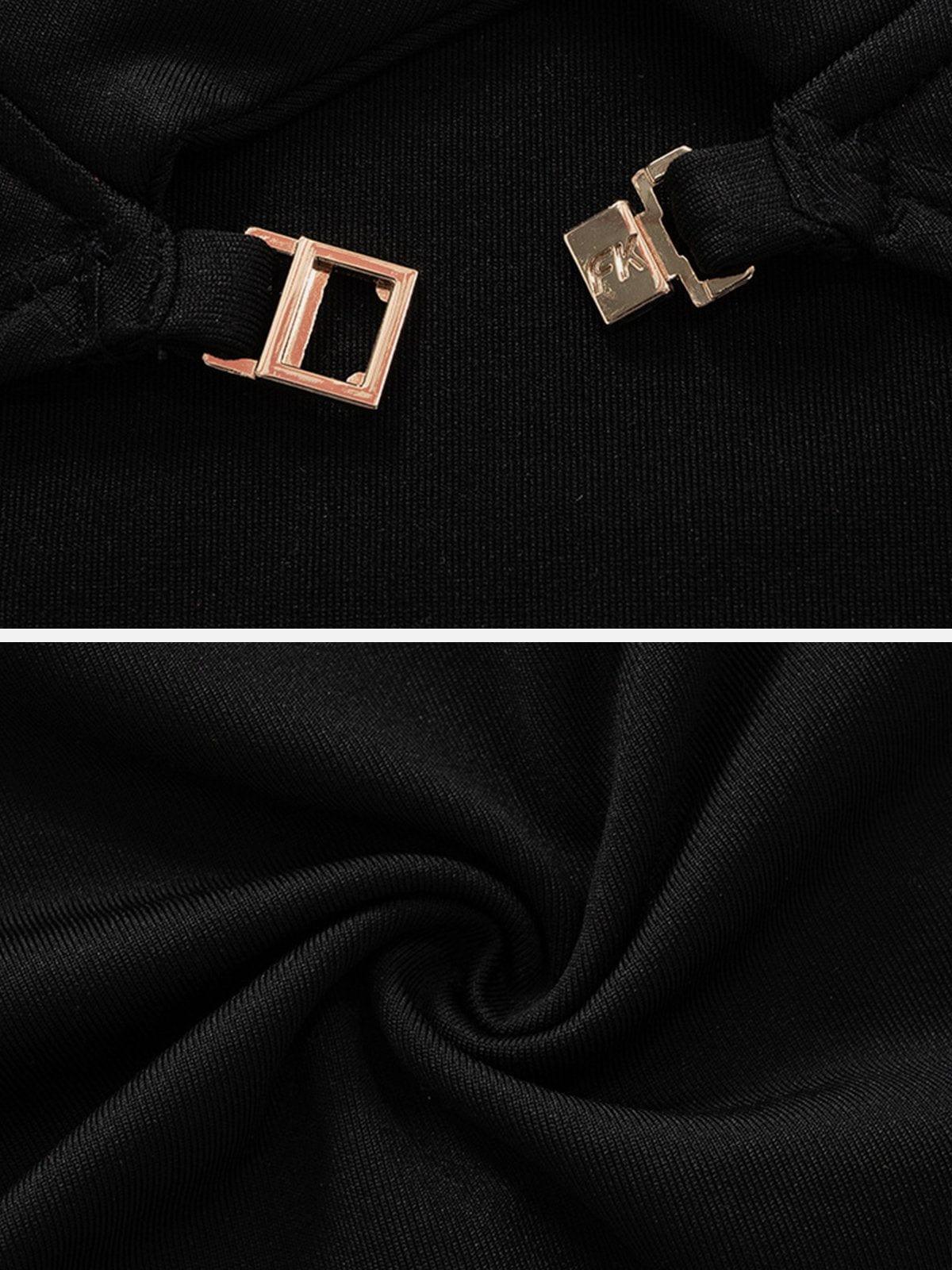 Hollow Out Patchwork Long Sleeve T Shirt