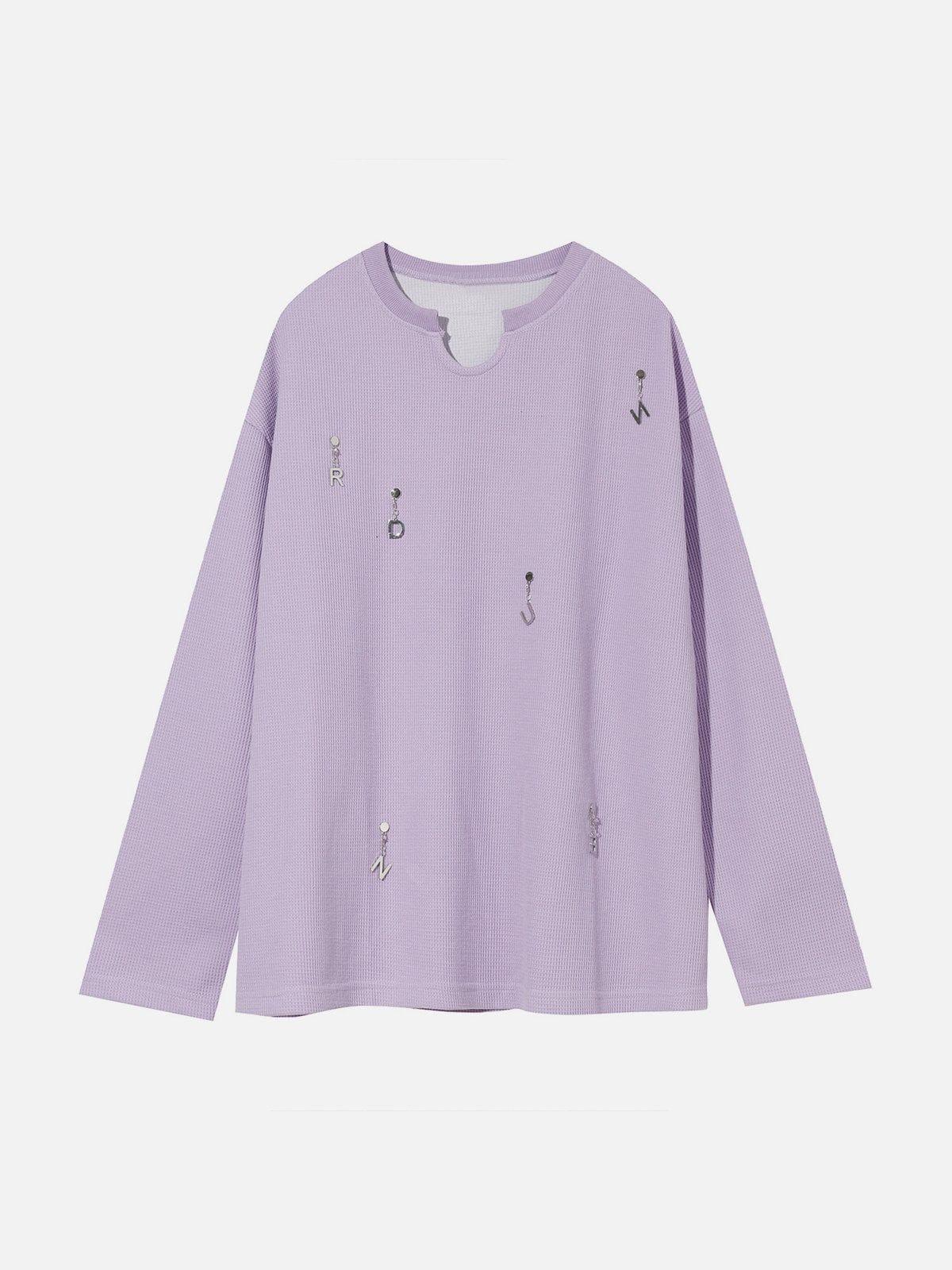 Solid Color Chain Design Sweatshirt