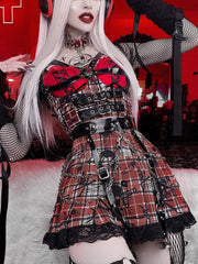 Plaid Skull Vest Suit