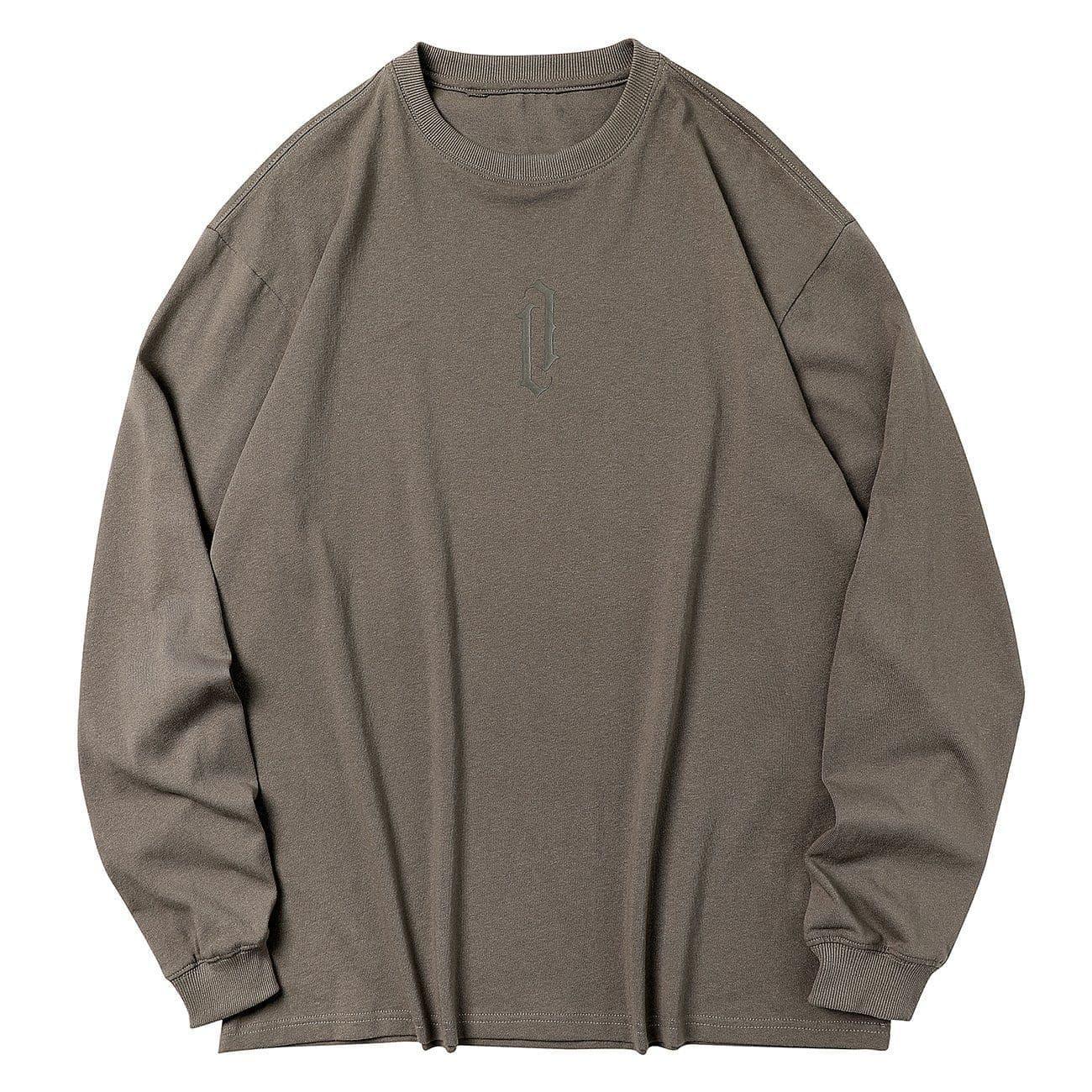 Solid Color Label Embroidery Sweatshirt