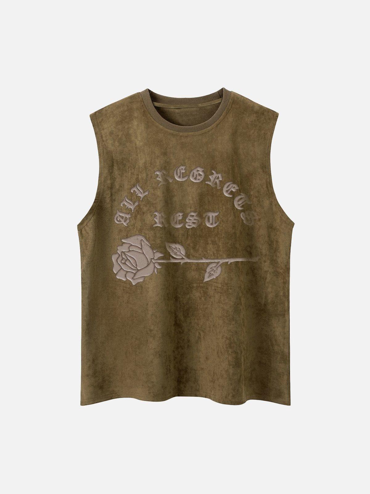Gothic Alphabet Rose Suede Vest