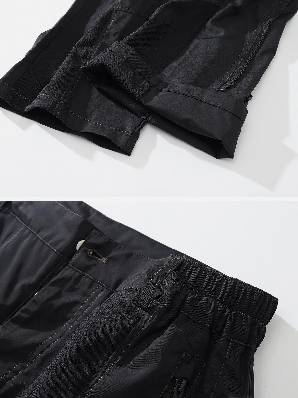 Patchwork Zip Up Straight Cargo Pants