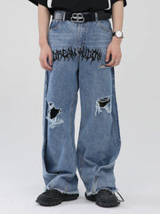 Gothic Alphabet Hole Jeans