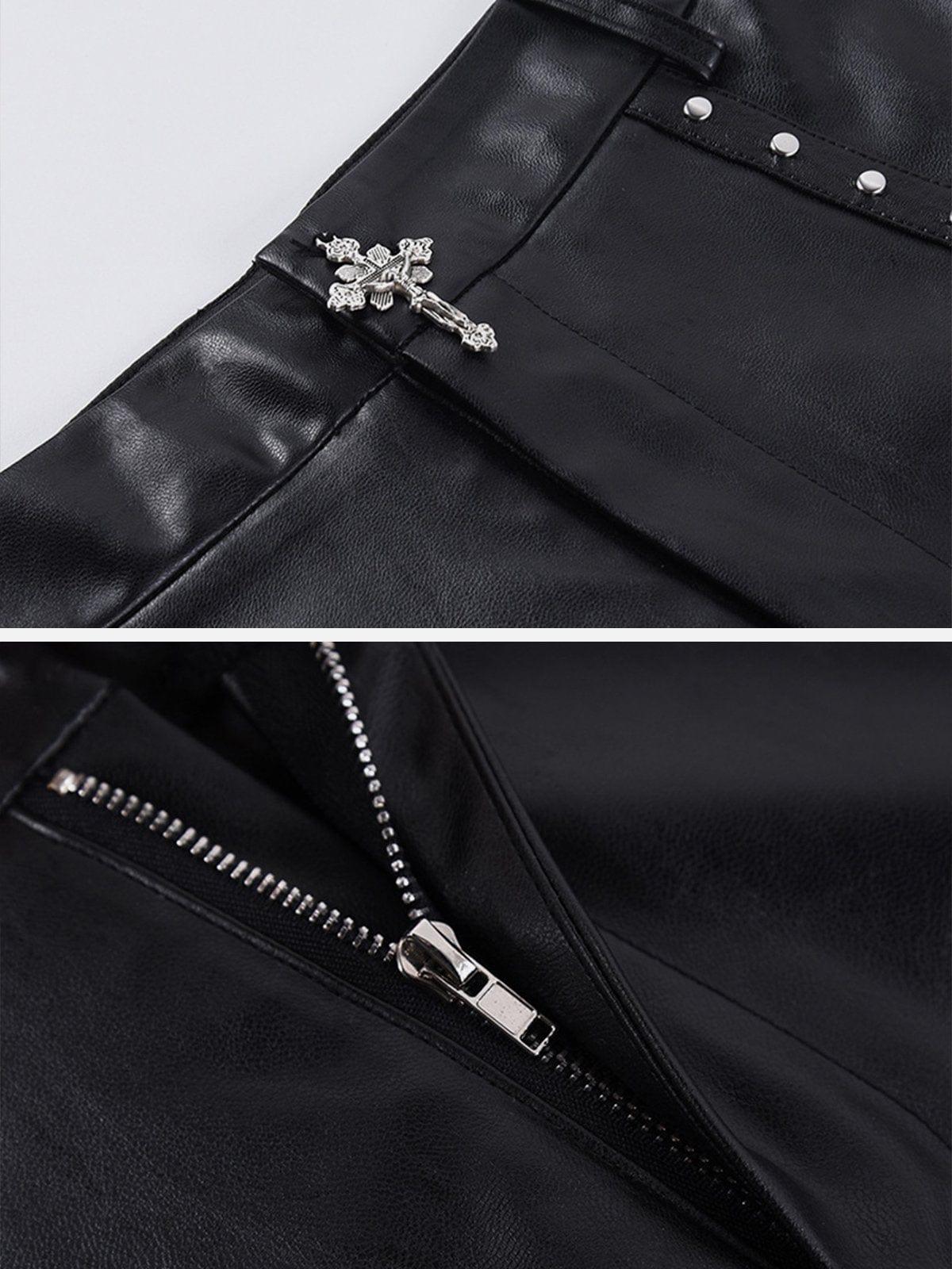 Hollow Personality PU Shorts