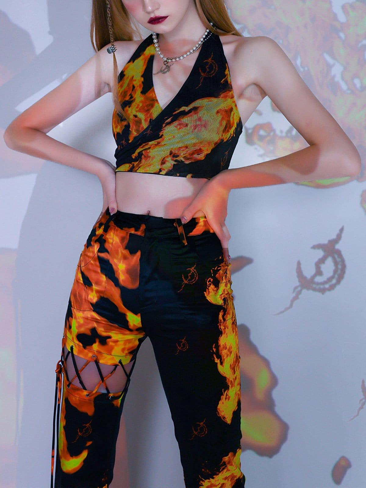 Stereoscopic Flame Print Vest