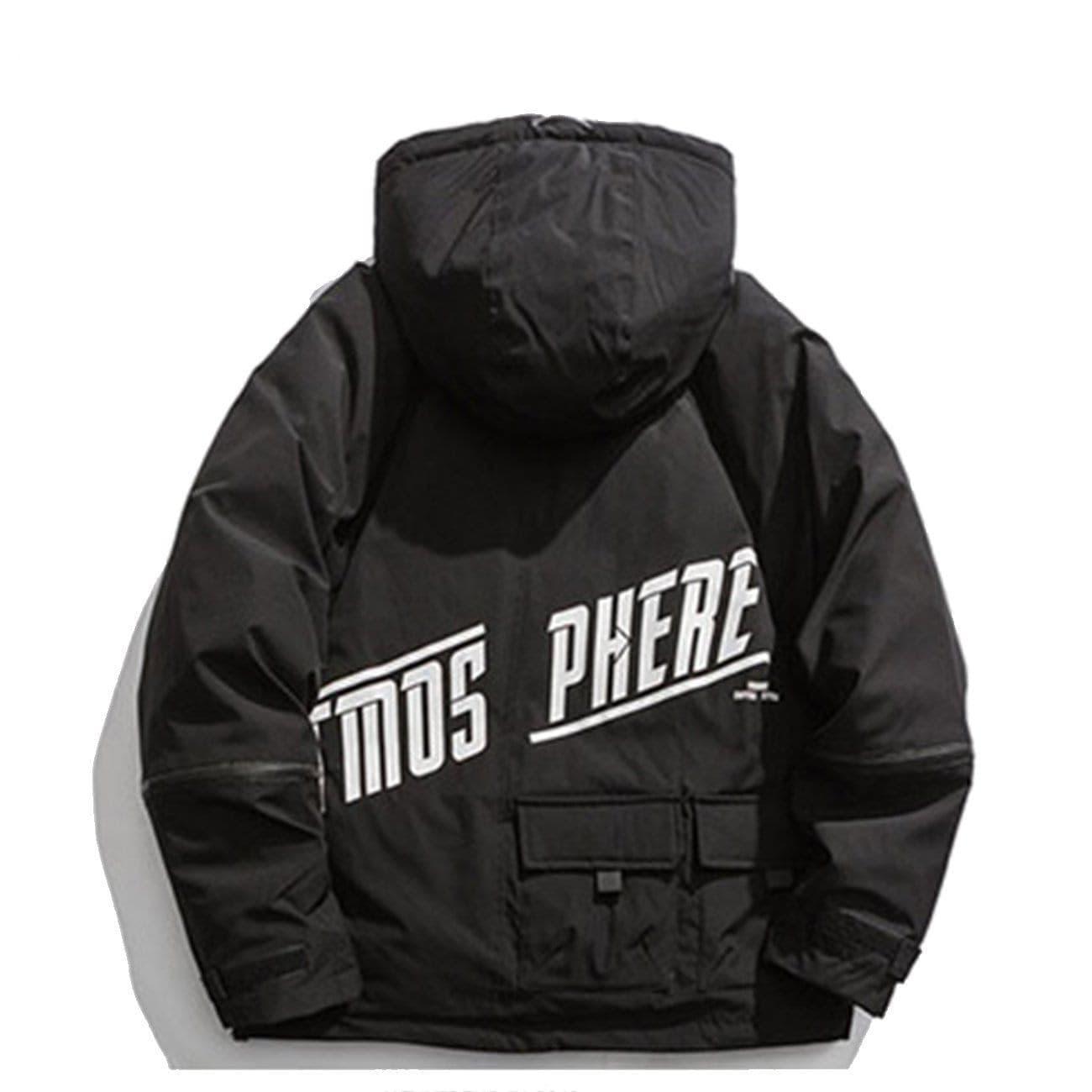 Function Arm Zipper Print Winter Coat