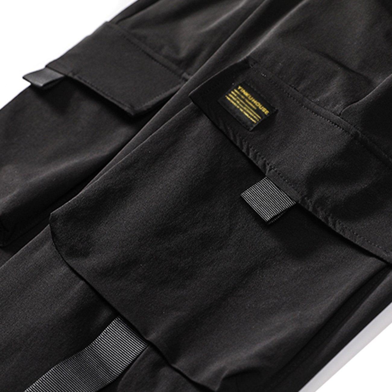 Multi Ribbon Pockets Cargo Pants