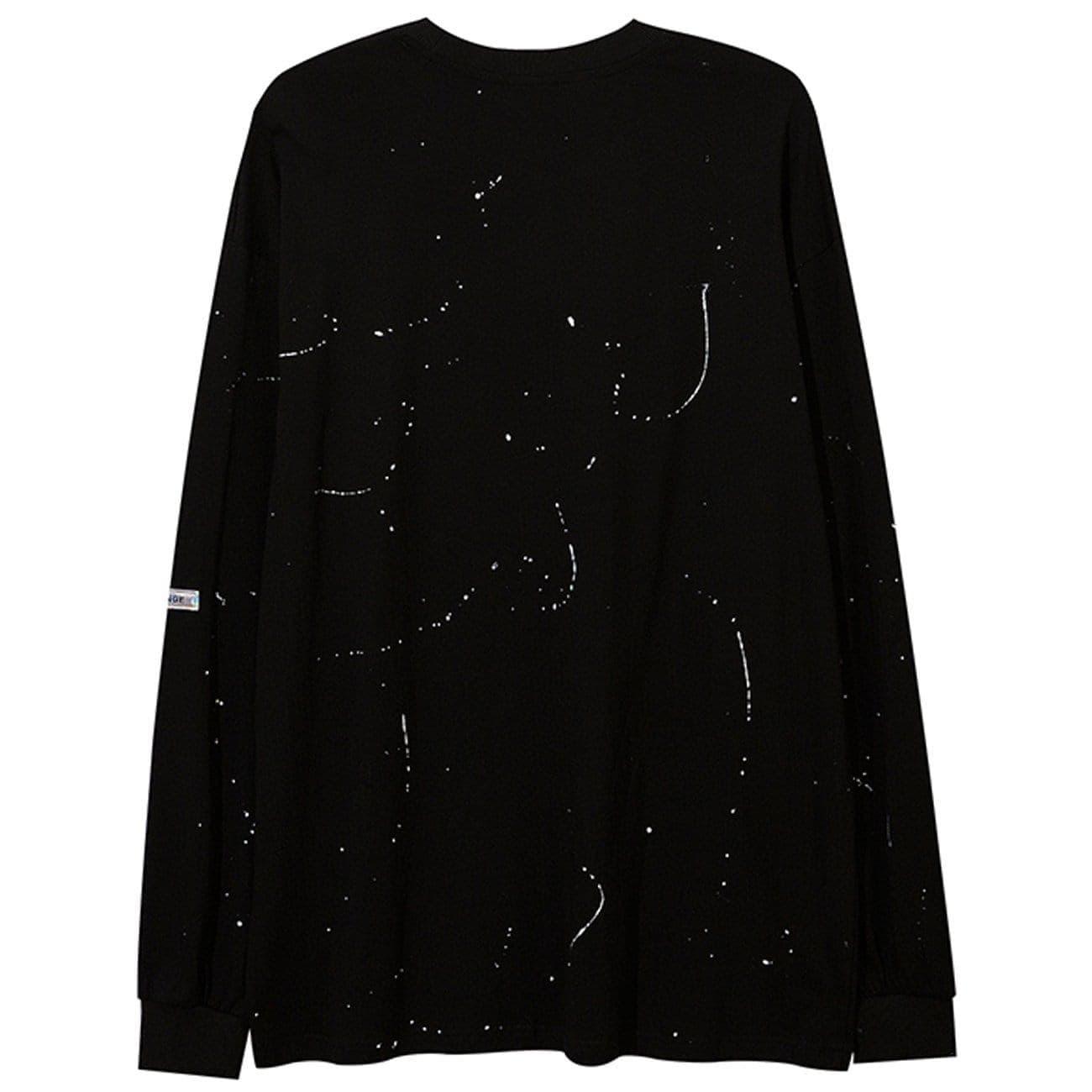 Splash Ink Necklace Letters Print Sweatshirt