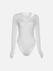 Fake Two Mesh Perspective Jumpsuit