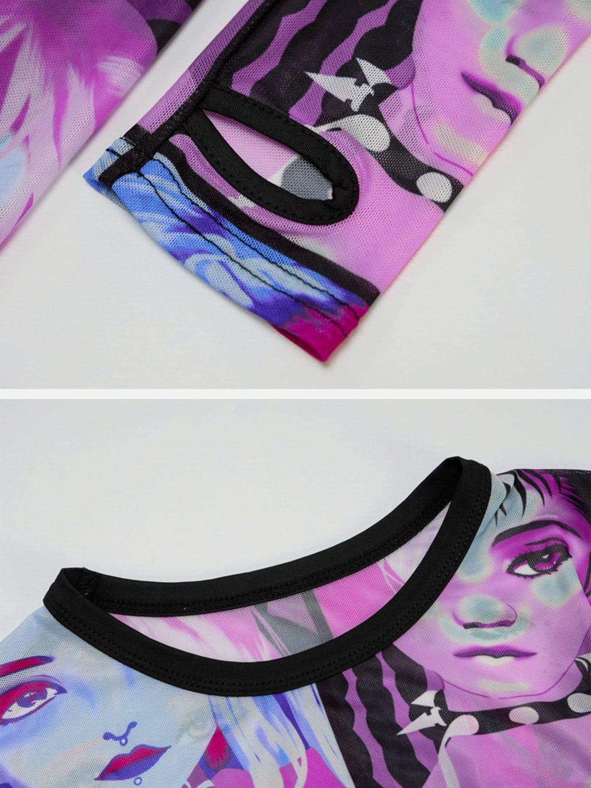 Colorful Cartoon Print Long Sleeve T Shirt