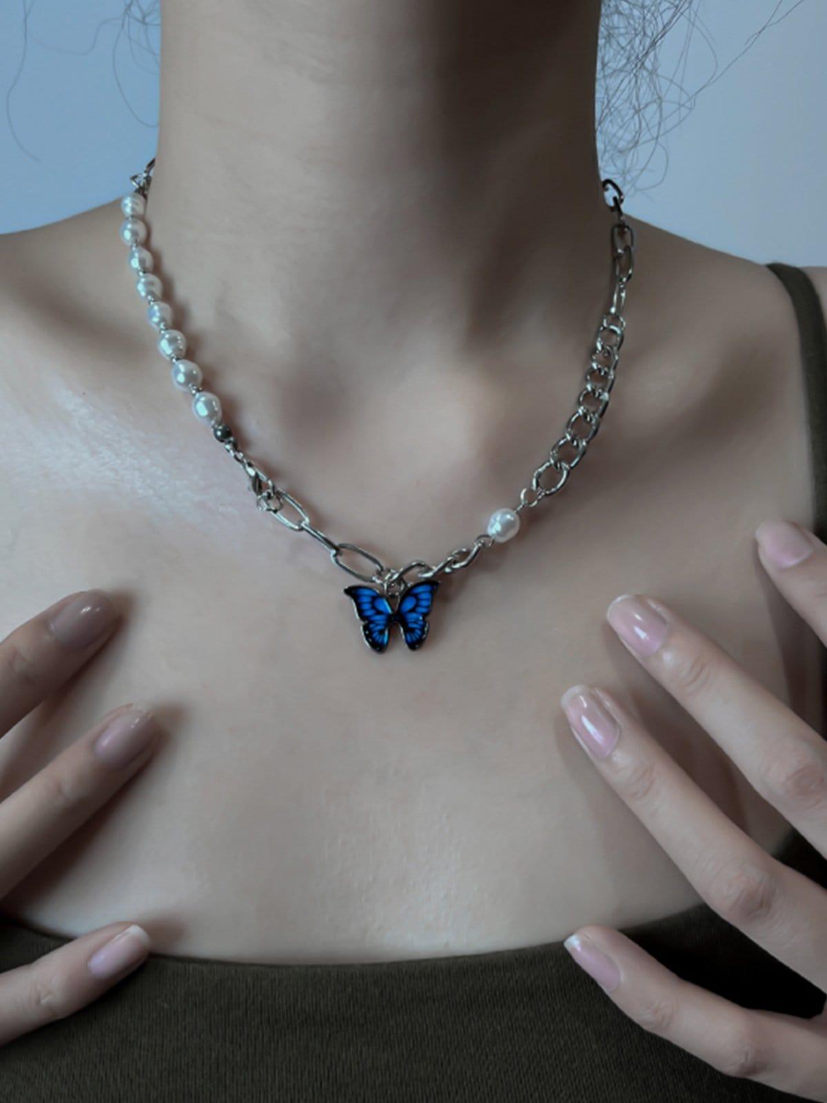 Butterfly Pearl Panel Necklace