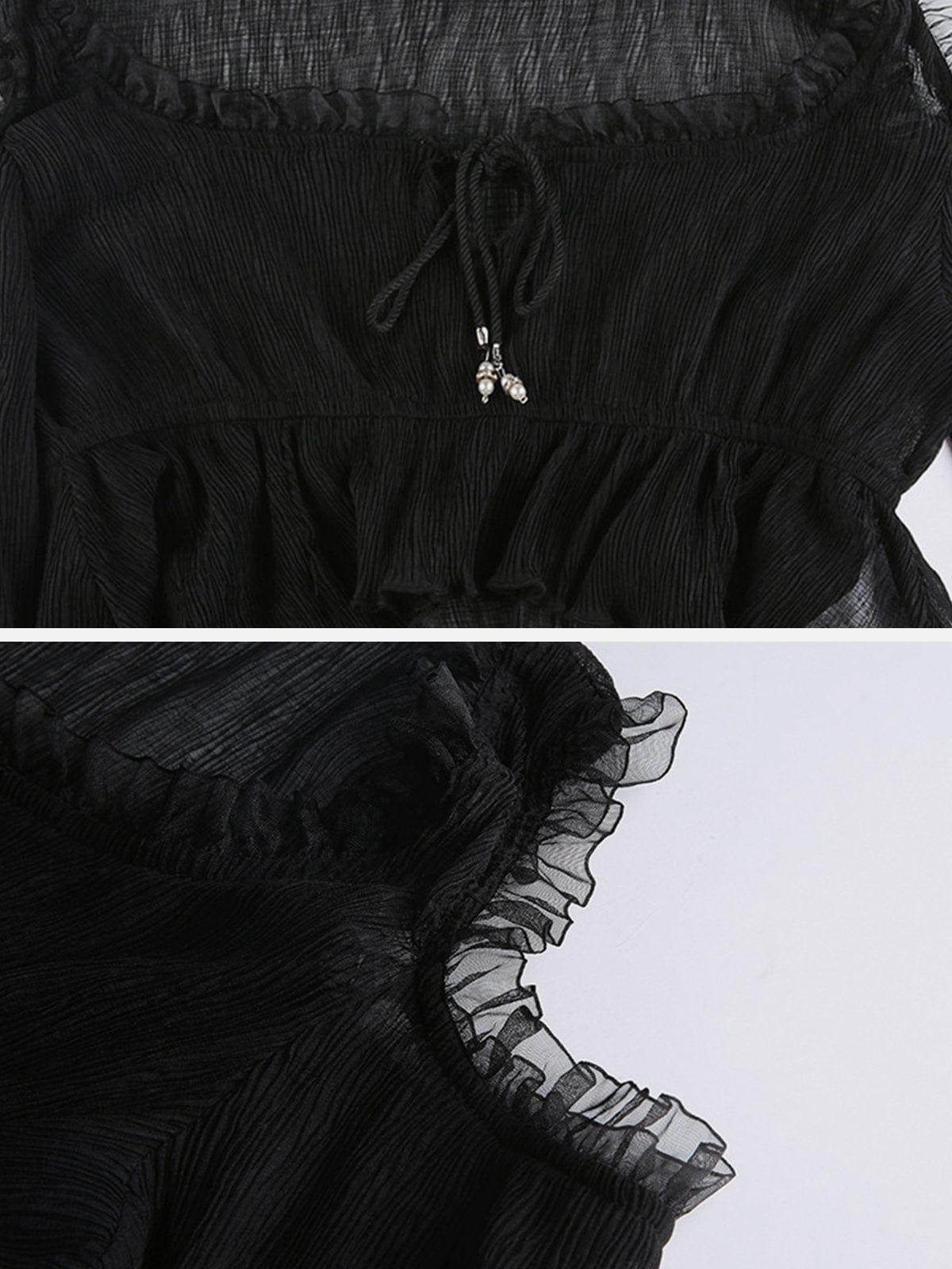 Irregular Splicing Tie Long Sleeve T Shirt