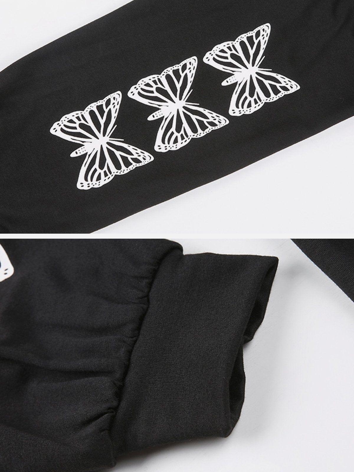 Love Butterfly Print Sleeves Hoodie