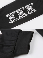 Love Butterfly Print Sleeves Hoodie
