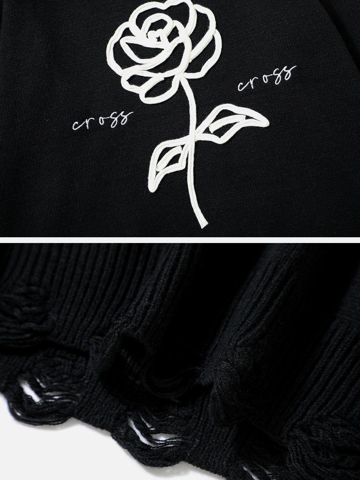 Flower Ripper Hole knit Sweater