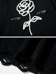 Flower Ripper Hole knit Sweater