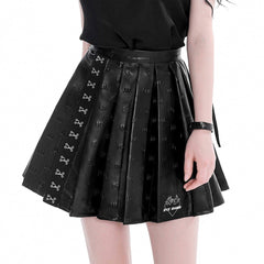Punk Sanskrit Letters PU Skirt
