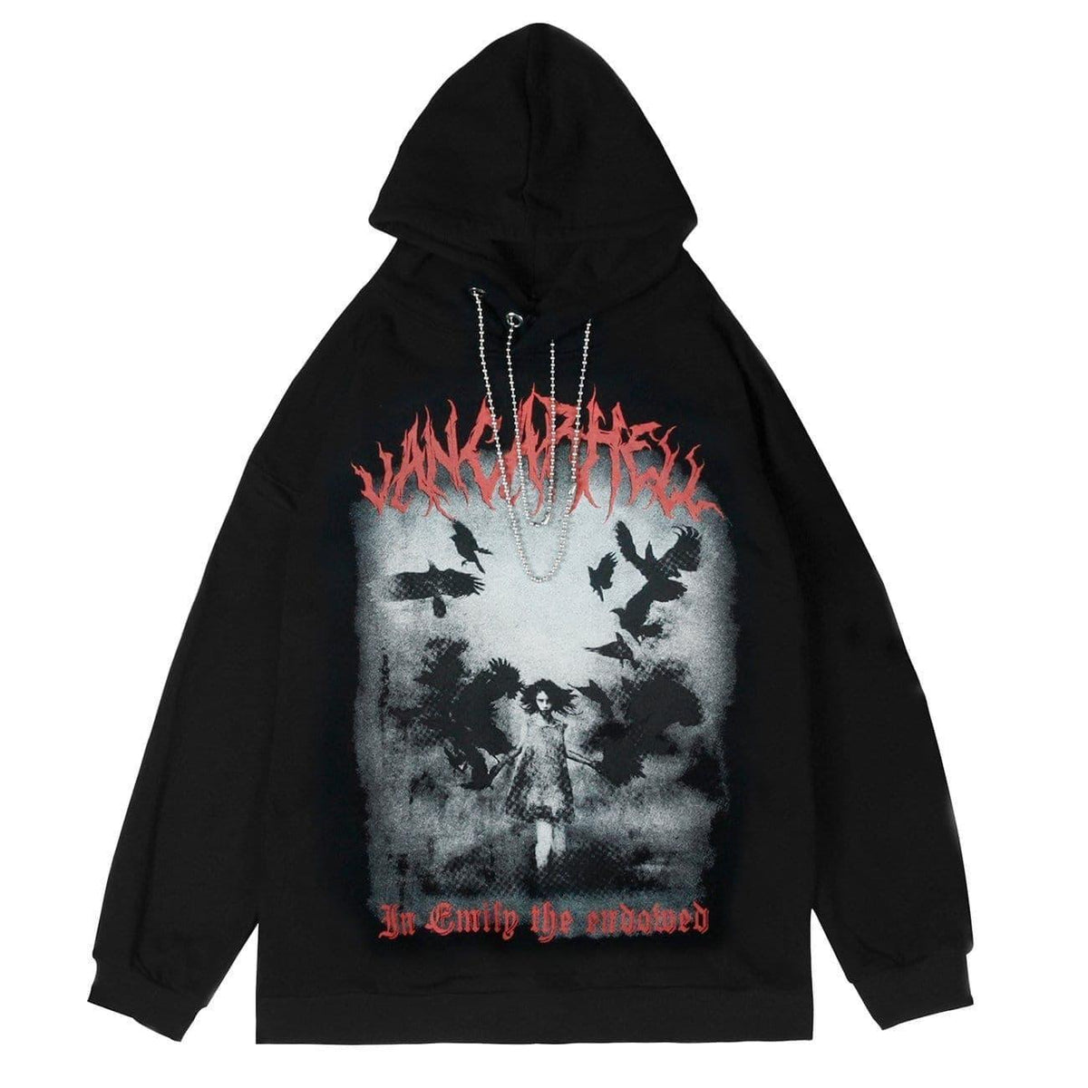 Dark Raven Girl Print Hoodies