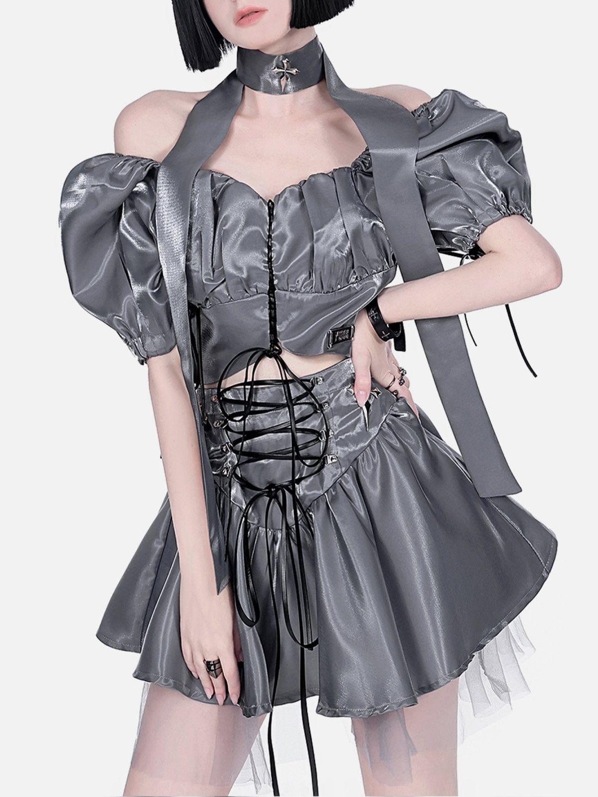Puff Sleeves Short Sleeve T Shirt Suit