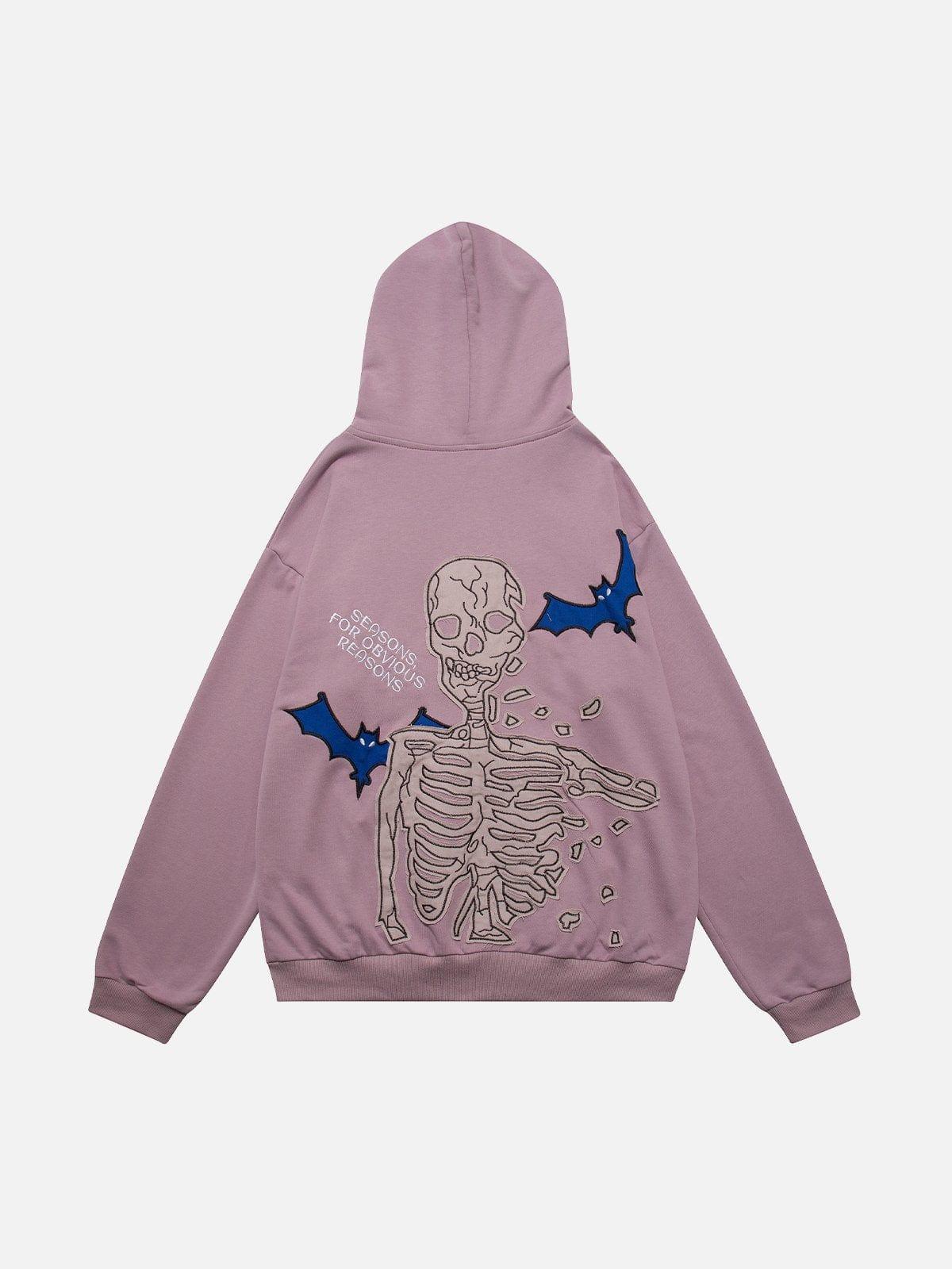 Skeleton Bat Zip Up Hoodie