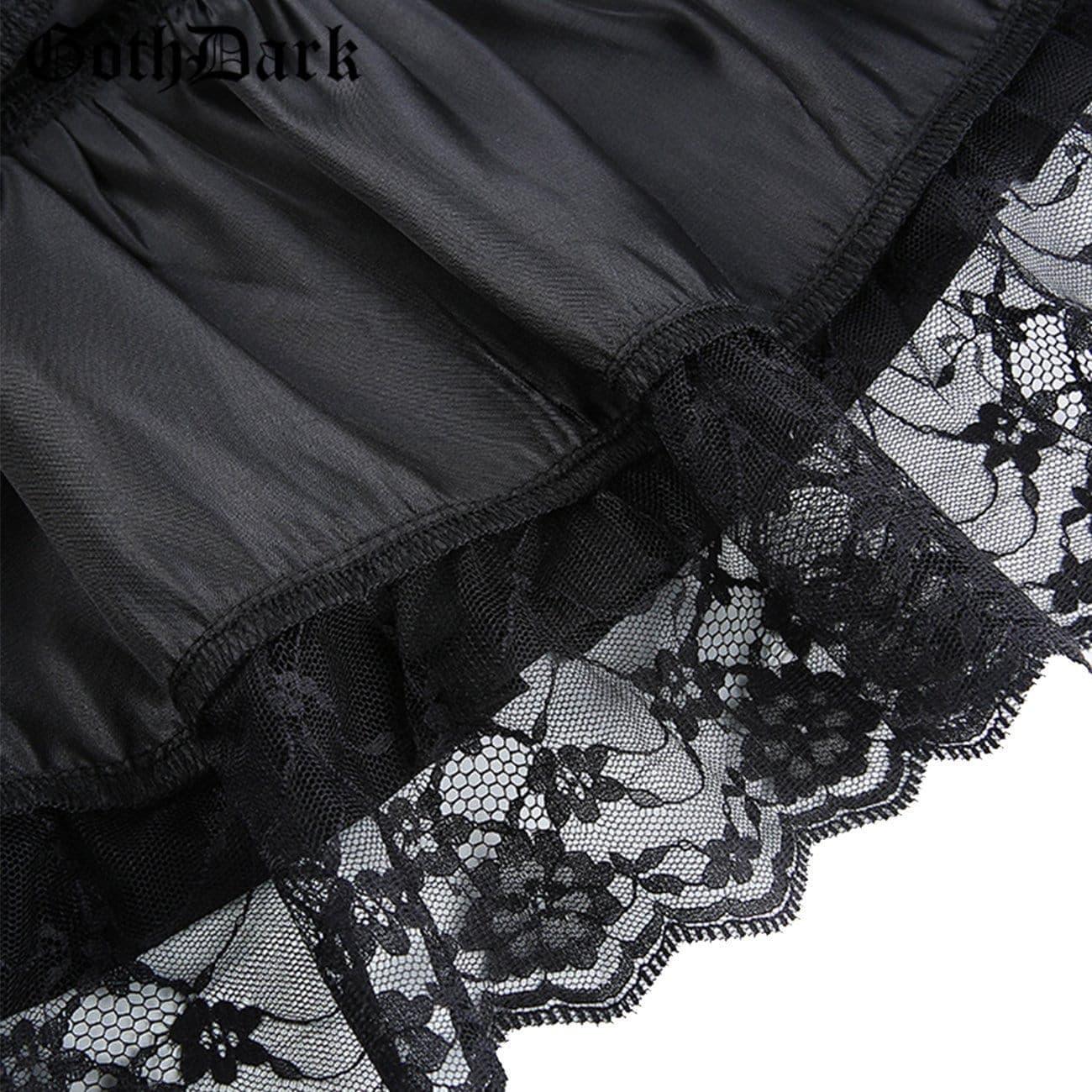 Sexy Short Bow Decorated Lace Pleated Skirt
