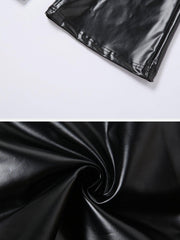 Wide-Leg Strap Slim Fit PU Leather Pant