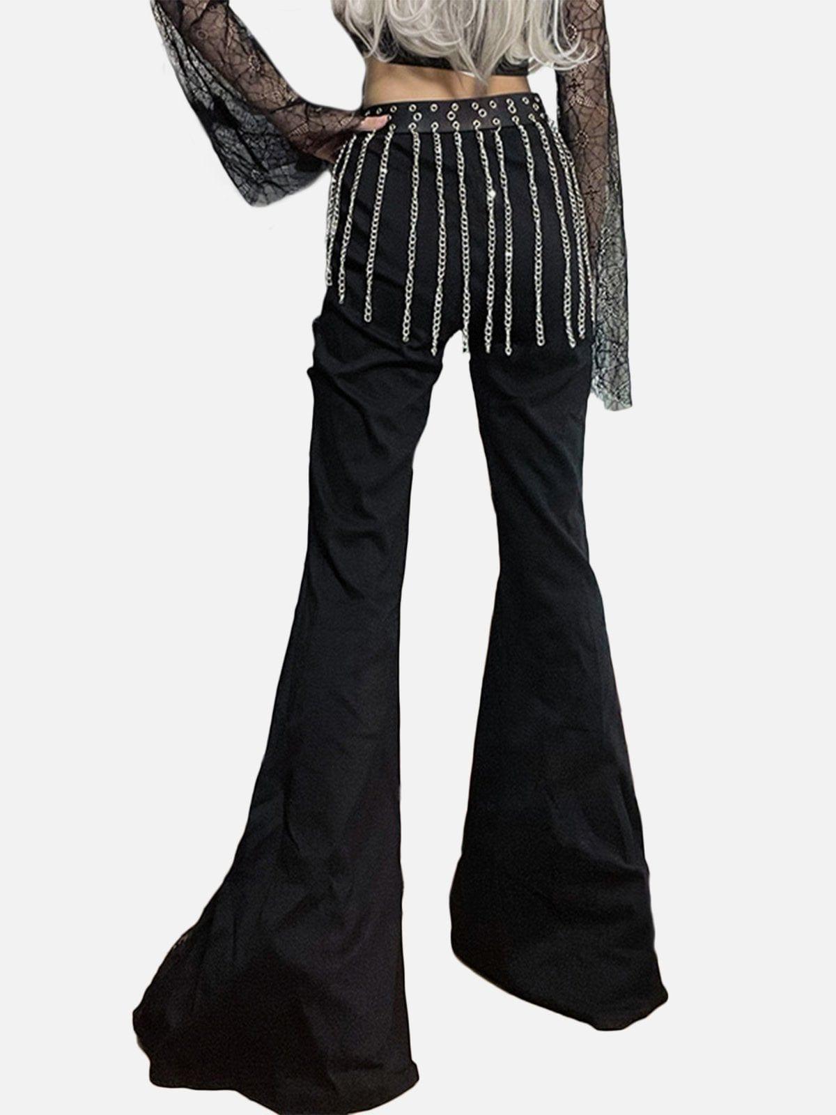 Hole Lace Patchwork Flared Pant