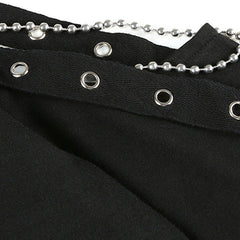 Single Shoulder Hollow Long Sleeve T Shirt