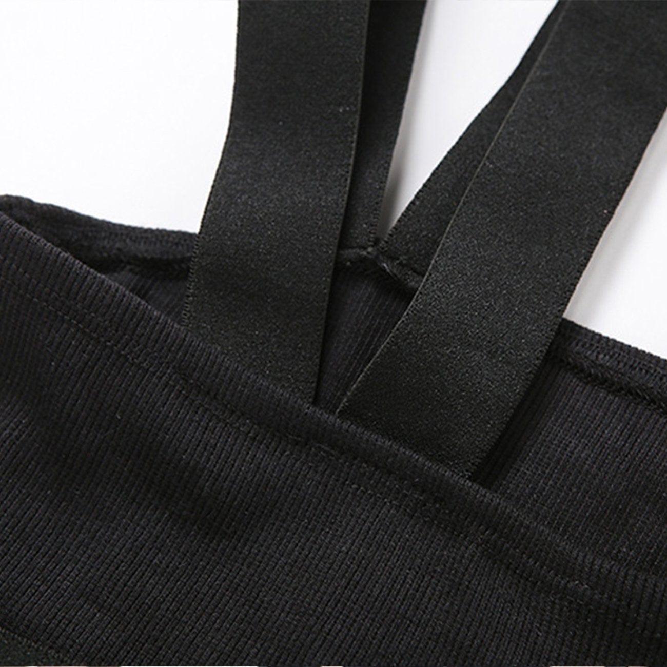 Short Sexy Schoolbag Buckle Suspender Vest