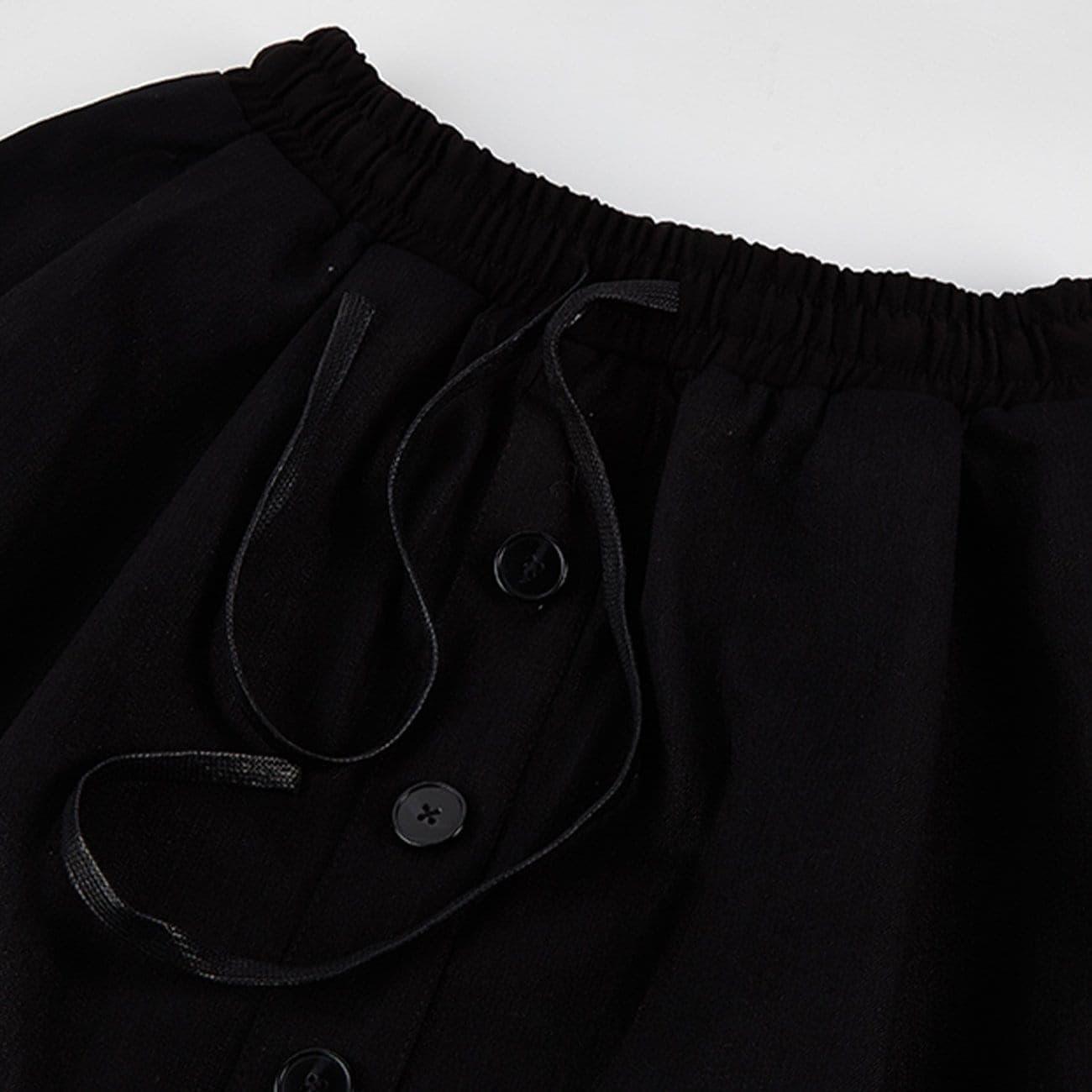 Dark Buttons Crotch Oversized Harem Pants