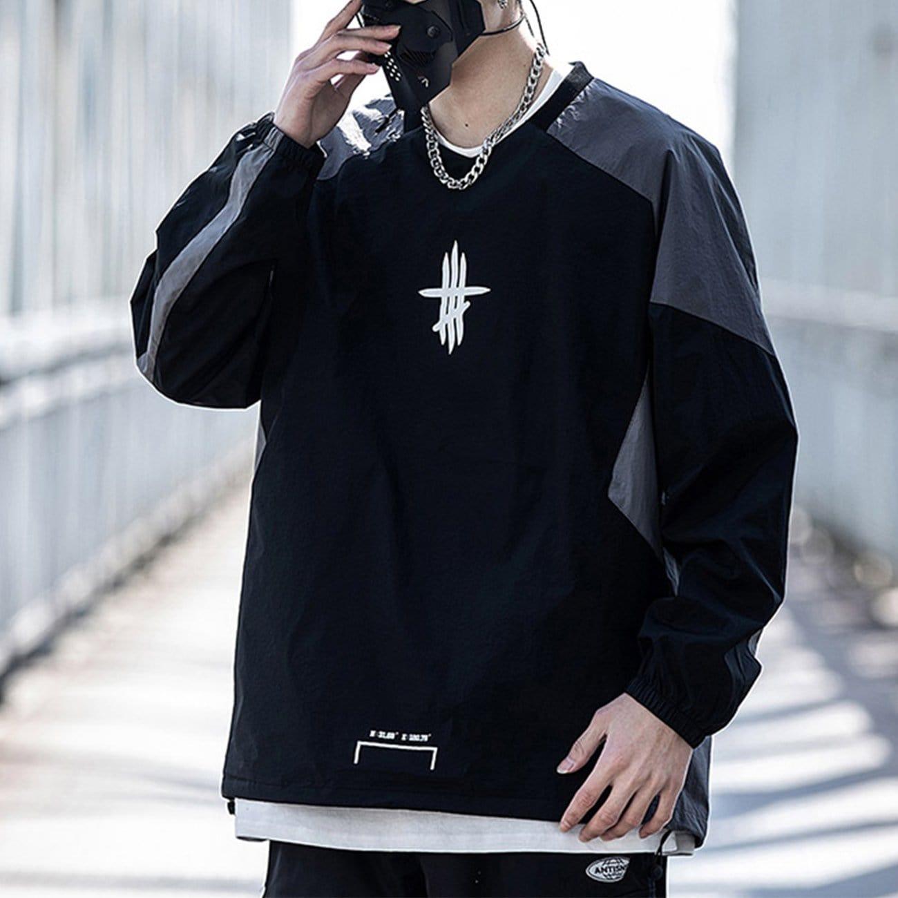 Function Patchwork Print Sweatshirt