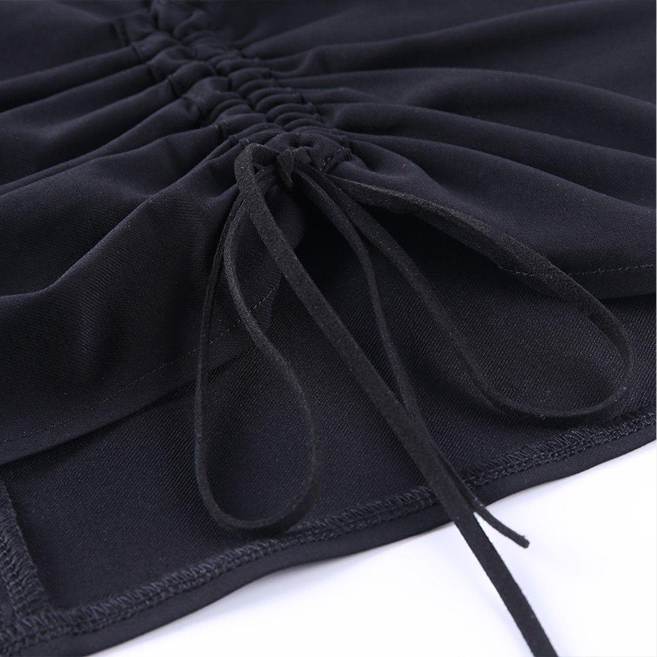 Drawstring Buckle Belt Skirt