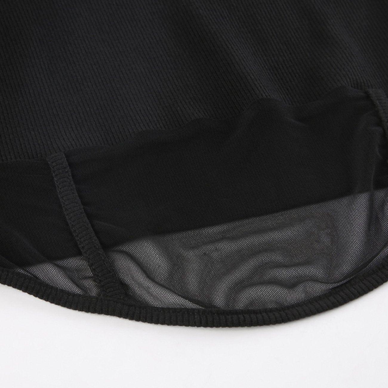 Perspective Dark Mesh Crop Short Sleeve T Shirt