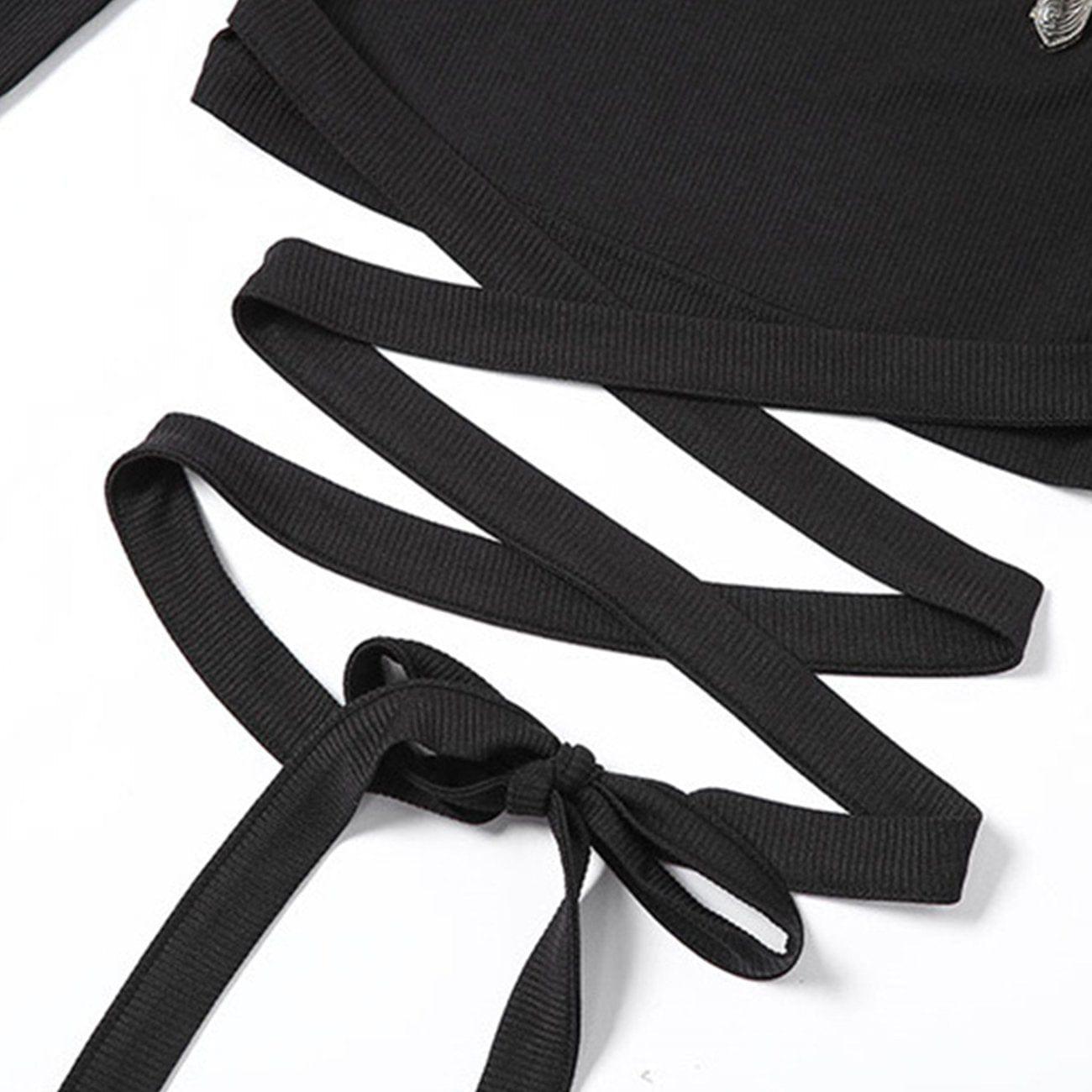 Navel Lace Up Long Sleeve Shirt