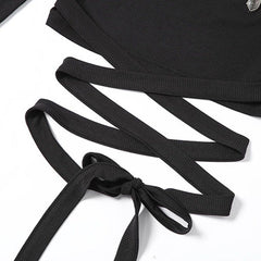 Navel Lace Up Long Sleeve Shirt
