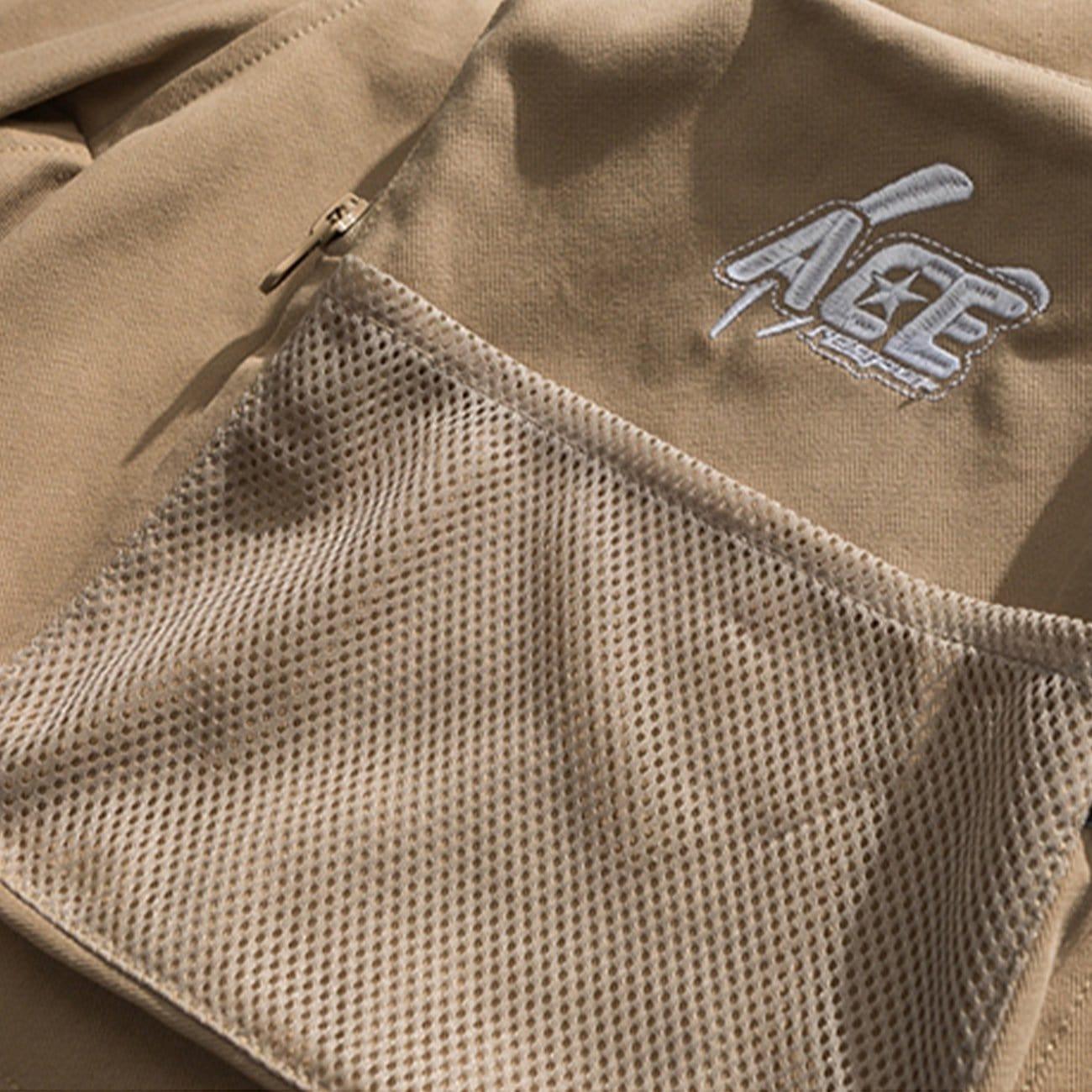 Multi Pockets Letters Drawstring Shorts