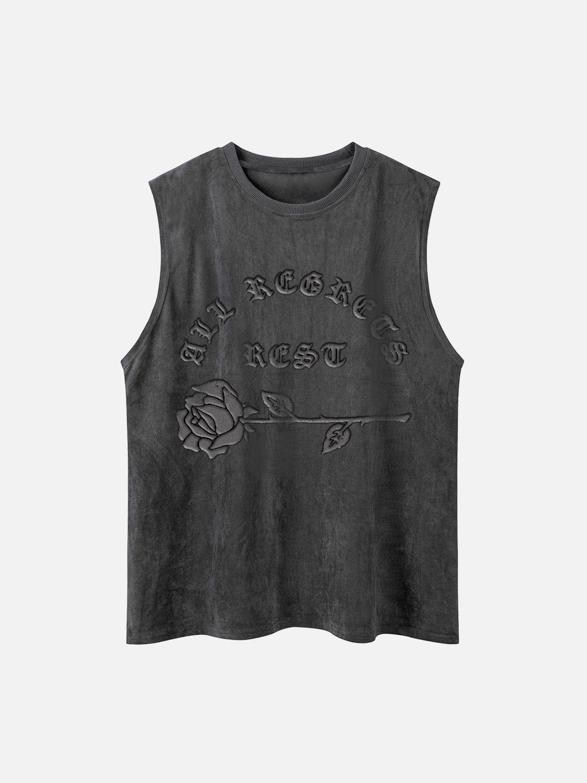 Gothic Alphabet Rose Suede Vest