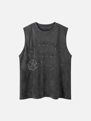 Gothic Alphabet Rose Suede Vest