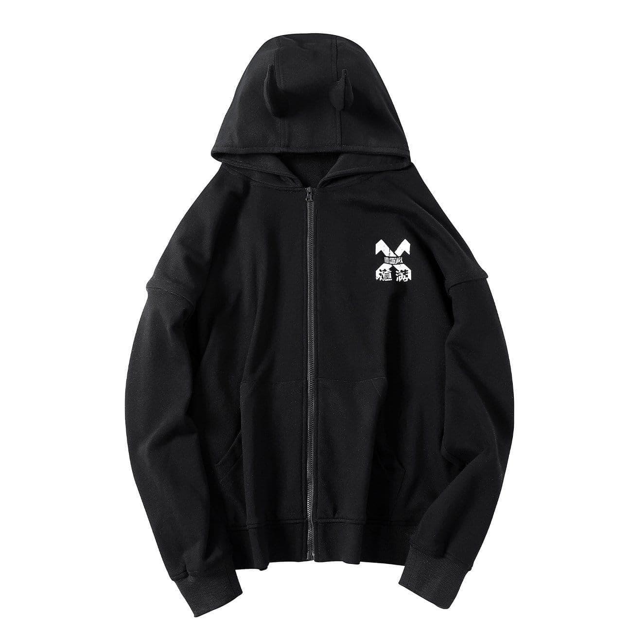 Techwear Devil Horns Cardigan Hoodies