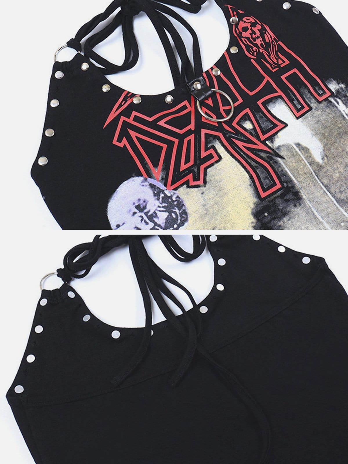 Gothic Print Studs Vest