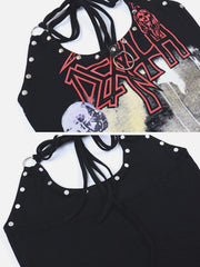 Gothic Print Studs Vest
